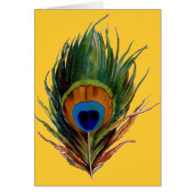 Antique Peacock Feather Card
