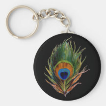 Antique Peacock Feather Keychain
