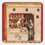 ANTIQUE PHARMACY Medicine, Drug Store,Monogram Square Stickers
