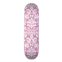 Antique pink damask pattern custom skate board