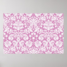 Antique pink damask pattern poster