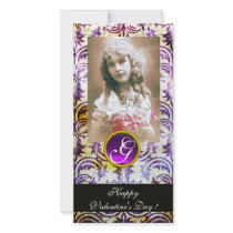 ANTIQUE PURPLE DAMASK Amethyst Monogram