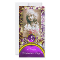 ANTIQUE PURPLE DAMASK Amethyst Monogram