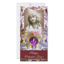 ANTIQUE PURPLE DAMASK Amethyst Monogram red