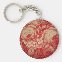 Antique Red Toile Keychain