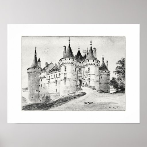 Antique Robida France French Castle Print