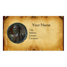 ANTIQUE ROMAN BRONZE MEDALLION  MONOGRAM parchment Business Card Template