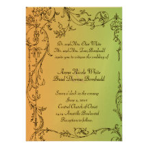 Antique Rose Gold Vine Wedding Invitation