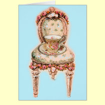 Antique Rose Teacup and Victorian Chair cards