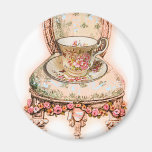 Antique Rose Teacup and Victorian Chair Magnets