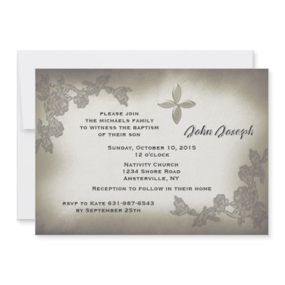 Antique Roses Baptism Invitation by PixiePrints