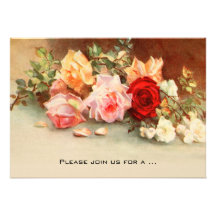 Antique Roses Flowers Floral Vintage Bridal Shower Invite