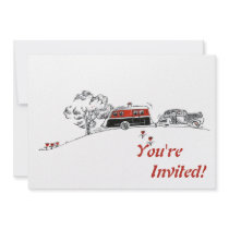 Antique RV Camper and Car Drawing