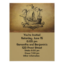 Antique Sailing Ship Custom Invites