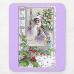 Antique Santa in Purple Coat with Xmas Tree mousepads