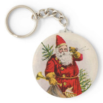 Antique Santa on the phone Keychain