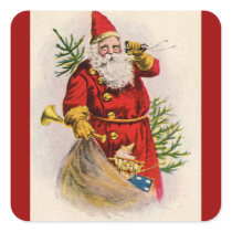 Antique Santa on the phone Square Sticker