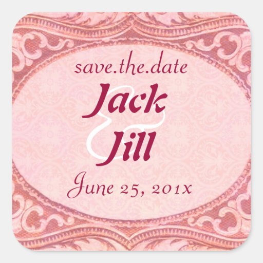 Antique Scroll Wedding "Save the Date" Square Sticker