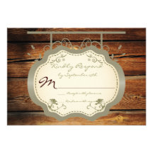 Antique Sign Rustic Country Wedding RSVP Cards