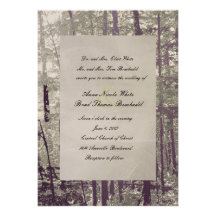 Antique Silver Lapis Trees Wedding Invitation