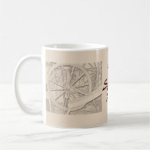 Antique Spinning Wheel Arts Crafts Cup Mugs