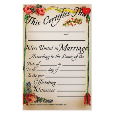 Antique Style Marriage Certificate Customized Stationery by CustomizeACard