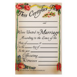 Antique Style Marriage Certificate stationery