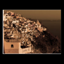 Antique style postcards of Fira, Santorini postcards