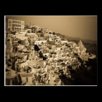 Antique style postcards of Fira, Santorini postcards