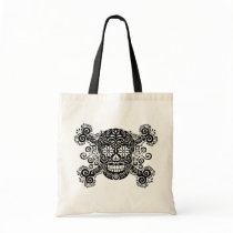 Antique Sugar Skull & Crossbones Canvas Bag