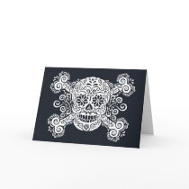 Antique Sugar Skull & Crossbones Greeting Cards