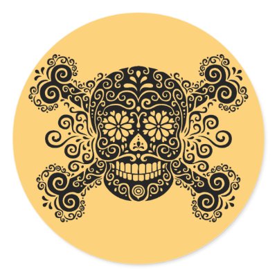 Antique Sugar Skull & Crossbones Sticker by kbilltv