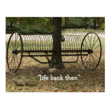 antique sulky hay rake postcard 2- customize
