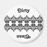 Antique victorian black damask clean/dirty fridge magnets