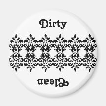 Antique victorian black damask clean/dirty fridge magnets