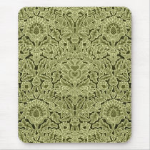 Antique Vintage Green Damask Pattern Cards, Gifts Mousepads