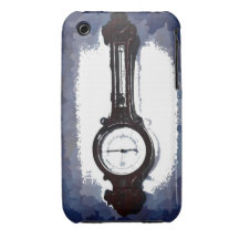 Antique Wall Barometer Pop Art Blue Print iPhone 3 Case
