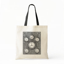 Antique Watch Clock Time Zones Canvas Bags