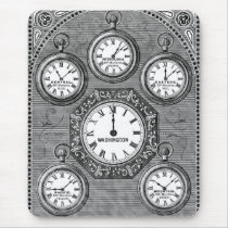 Antique Watch Clock Time Zones Mousepad