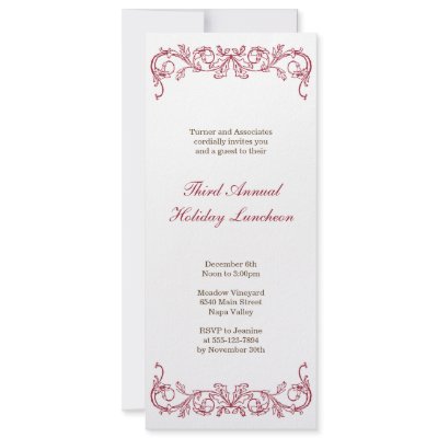 Antique white red scroll Christmas holiday formal Personalized Invitation by FidesDesign
