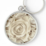 Antique White Roses, Ice Green Satin, template keychains