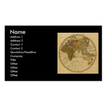 Antique William Faden 1786 Eastern Hemisphere Map Business Card Template