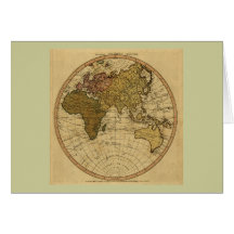 Antique William Faden 1786 Eastern Hemisphere Map Greeting Card