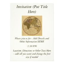 Antique William Faden 1786 Eastern Hemisphere Map Personalized Invitation