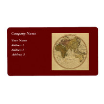 Antique William Faden 1786 Eastern Hemisphere Map Personalized Shipping Labels