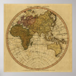 Antique William Faden 1786 Eastern Hemisphere Map Print