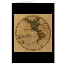 Antique William Faden 1786 Western Hemisphere Map Card