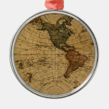 Antique William Faden 1786 Western Hemisphere Map Christmas Tree Ornament
