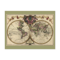 Antique World Map, 1720 (Guillaume de L'Isle) Post Card