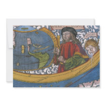 Antique World Map; Amerigo Vespucci Custom Invitation